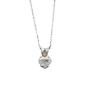 0.55ct Heart Shaped Diamond Solitaire Pendant Necklace in 14k White Gold