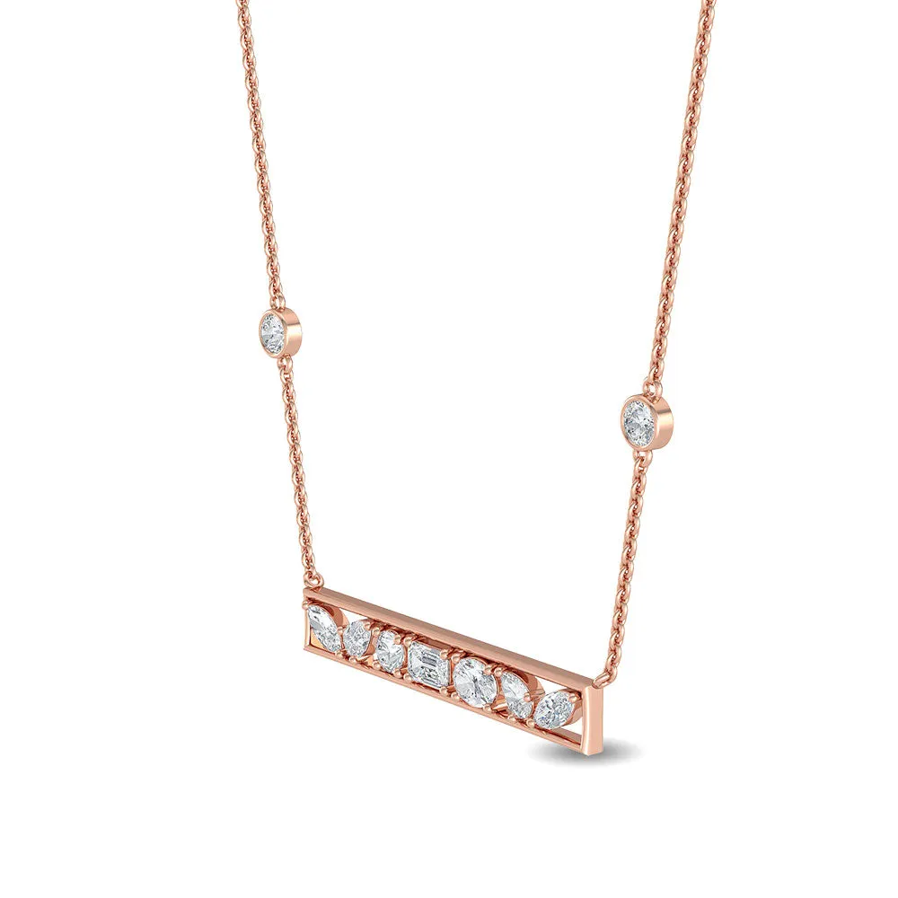 0.65ctw Fancy Shaped Lab-Grown Diamond 9-Stone Bar Necklace in 14k Gold