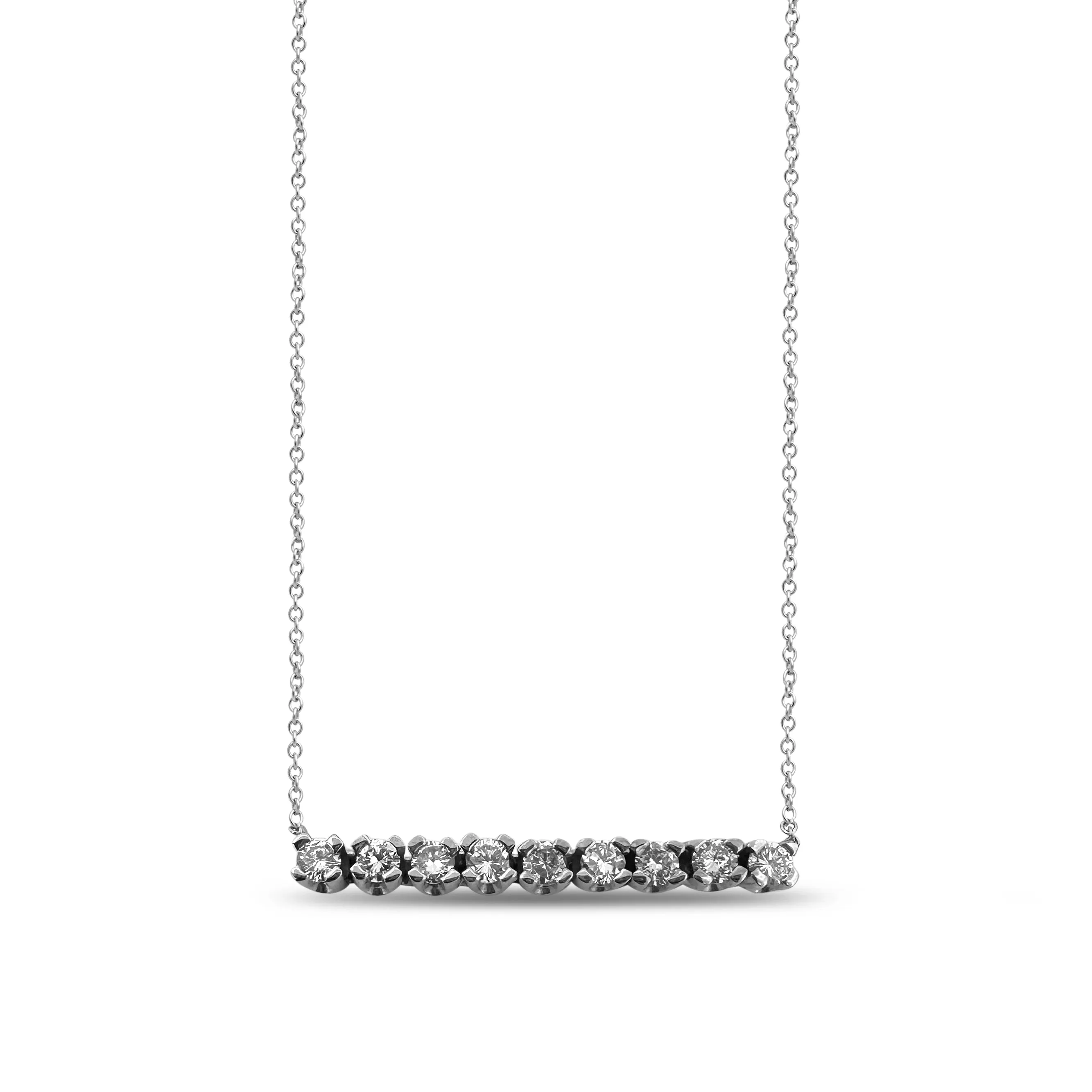 0.69ctw Round Brilliant Natural Diamond Bar Necklace in 14k White Gold