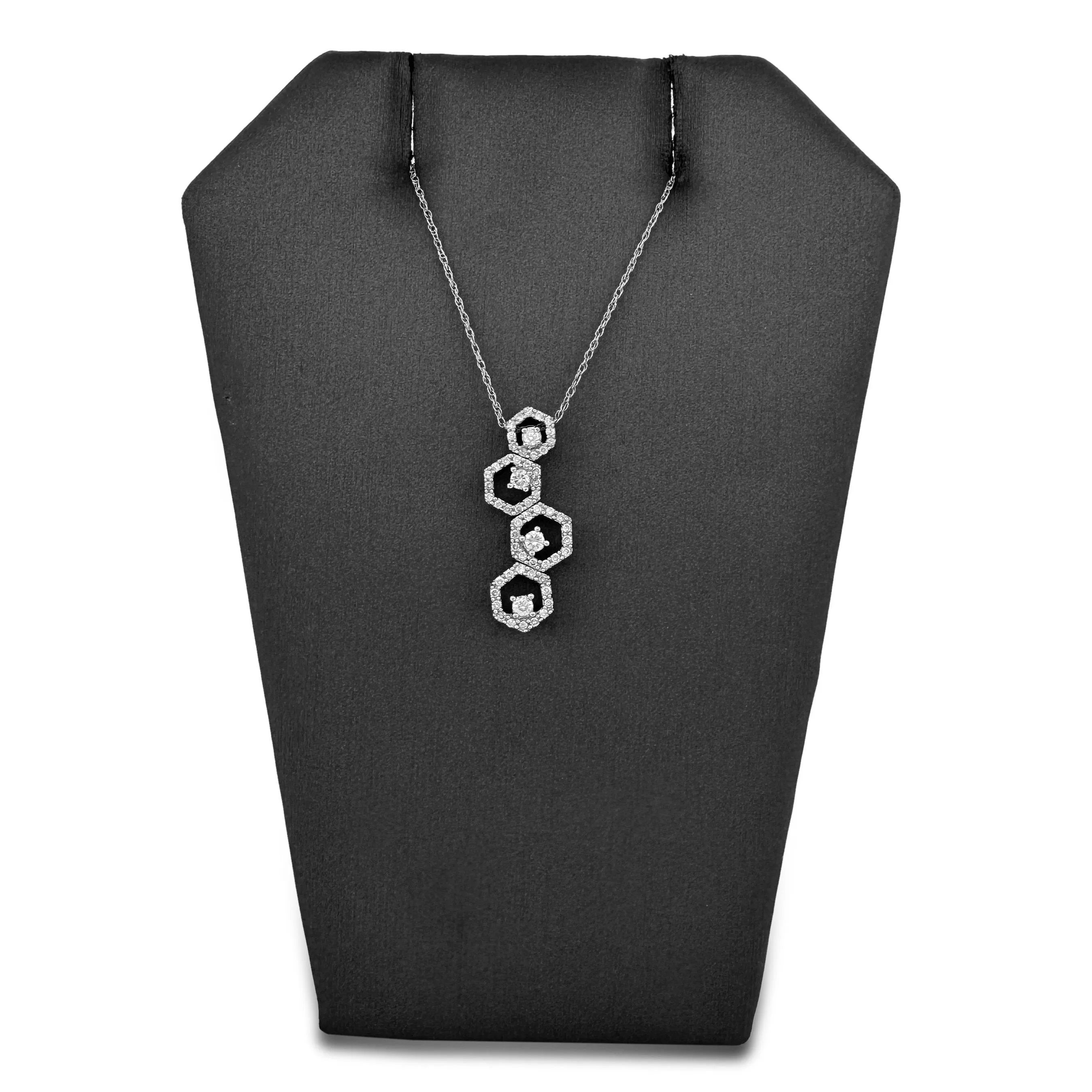 0.74ctw Round Brilliant Natural Diamond Cascading Pendant Necklace in 14k White Gold