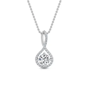 0.76ctw Round Brilliant Lab-Grown Diamond Halo Pendant Necklace in 14k Gold