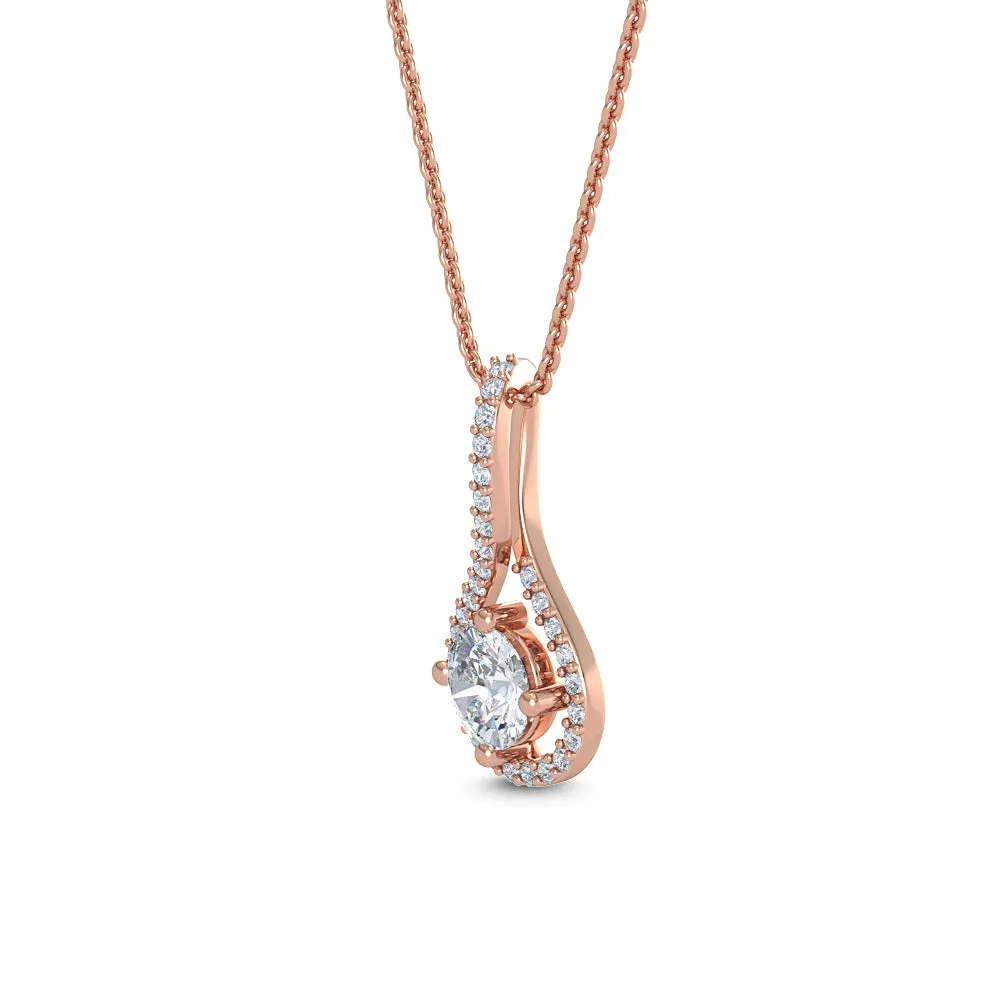 0.76ctw Round Brilliant Lab-Grown Diamond Halo Pendant Necklace in 14k Gold