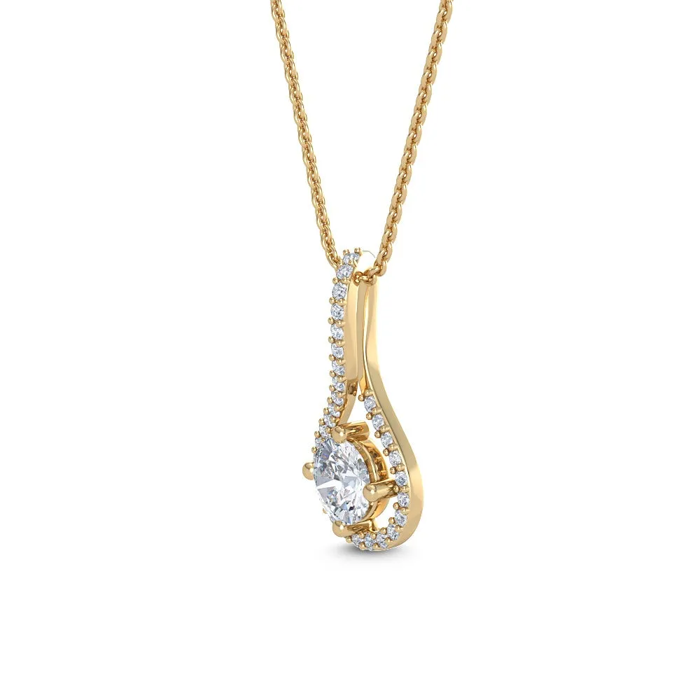 0.76ctw Round Brilliant Lab-Grown Diamond Halo Pendant Necklace in 14k Gold