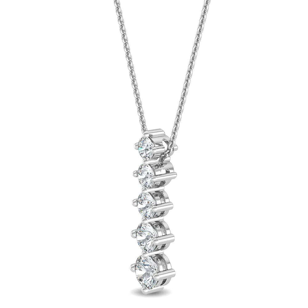 1.09ctw Round Brilliant Lab-Grown Diamond 5-Stone Pendant Necklace in 14k Gold