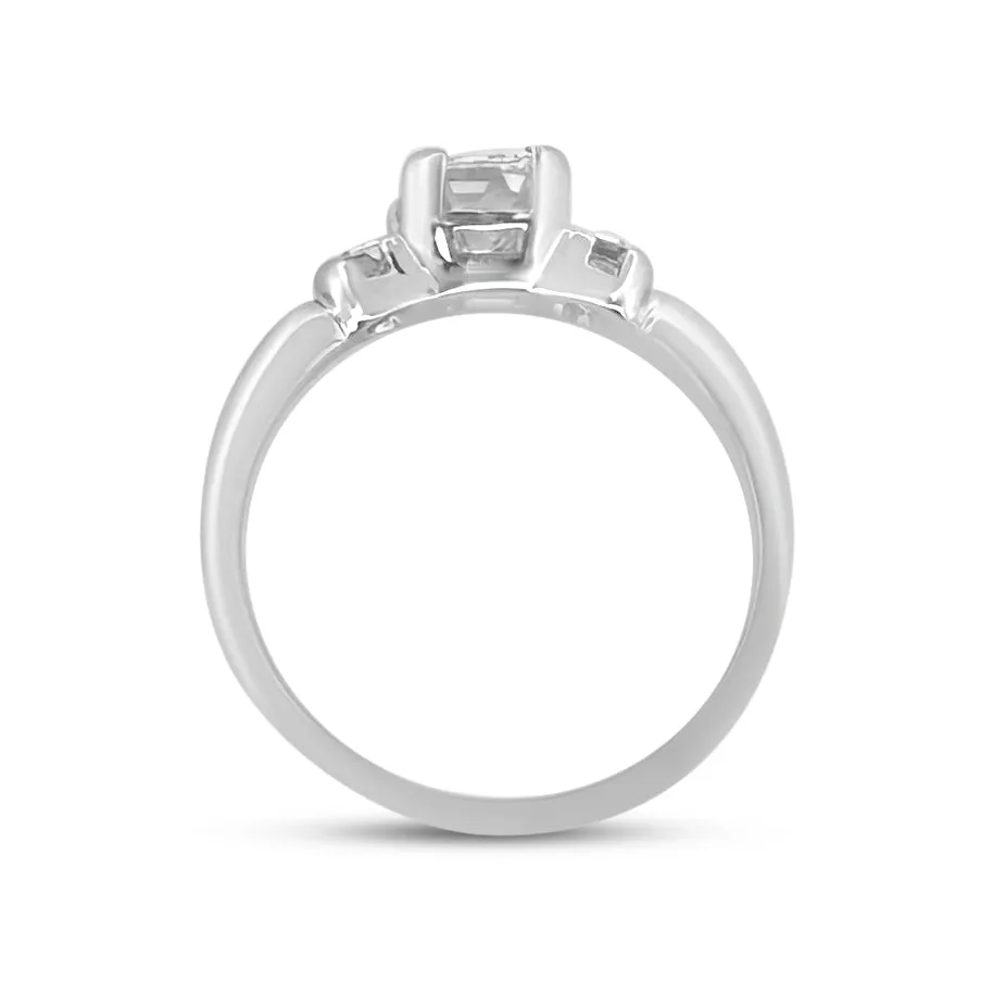 1.35ctw Emerald Cut With Epaulette Cut Sides Natural Diamond 3-Stone Platinum Engagement Ring