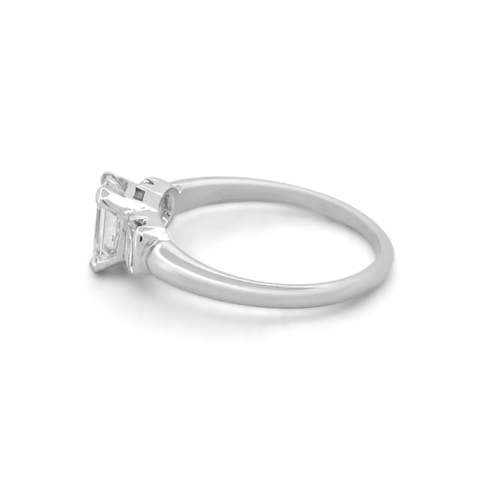 1.35ctw Emerald Cut With Epaulette Cut Sides Natural Diamond 3-Stone Platinum Engagement Ring