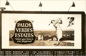 AC-32 Woman Golfer on Palos Verdes Billboard - Vintage Image