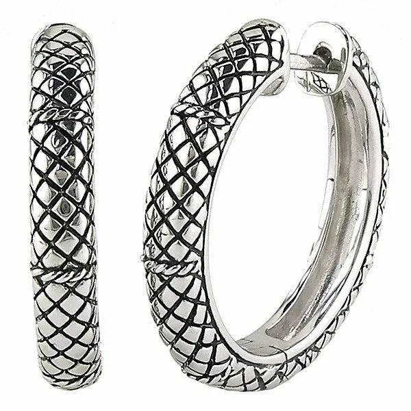 Andrea Candela Sterling Silver Round Large Hoop Earrings- Pasion De Plata