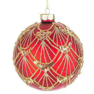 BIZZOTTO Sfera Pallina Albero di Natale in Vetro Lux 10cm Rosso Oro