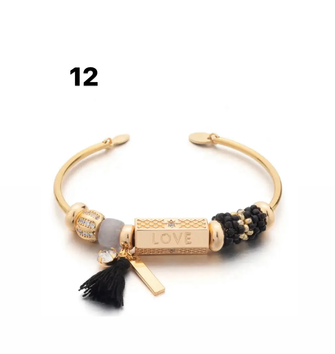 Bracciale bangle amuleto turco cilindrico e charms vari colori