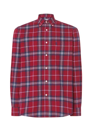 Camisa Hombre Franela Cuadros Algodón Invierno Premium con Bolsillo - Rojo 0401_94