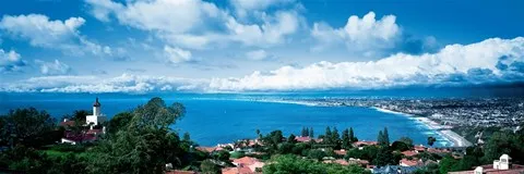 City at the coast, Palos Verdes Peninsula, Palos Verdes, Los Angeles County, California, USA