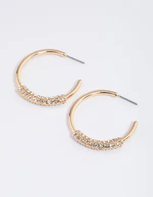 Gold Multi Diamante Hoop Earrings