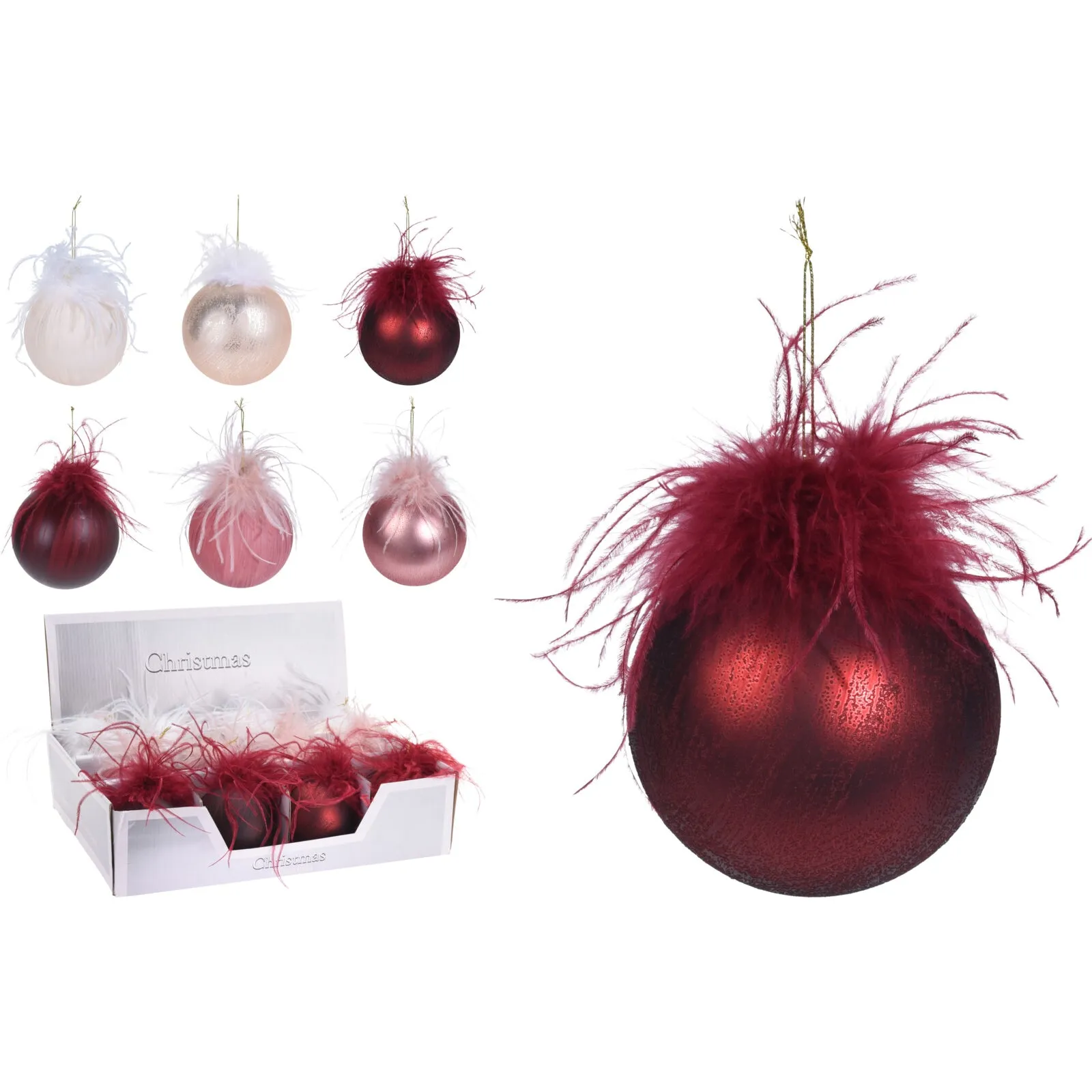 Palline per albero di natale con piume pendaglio decorato