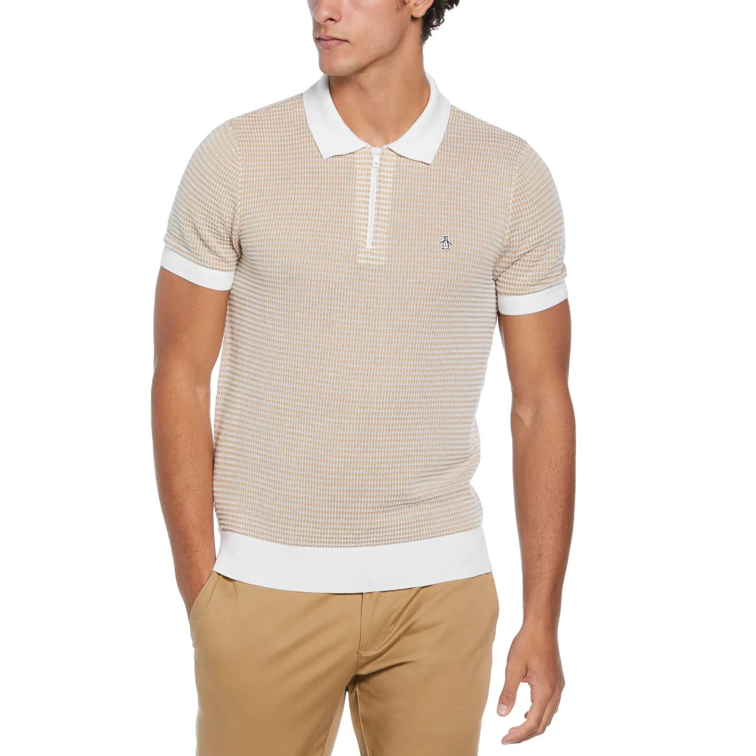 Polo Con Jacquard Y Cierre 1/4