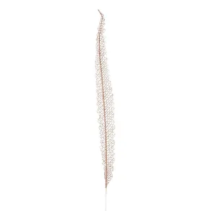 Ramo decorativo natalizio "Lineare Oro Rosa Glitter" con foglie da 97 cm