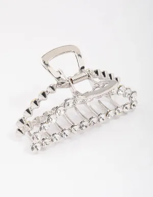 Rhodium Diamante Arched Hair Claw Clip