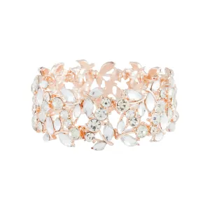 Rose Gold Multi Diamante Leaf Bracelet