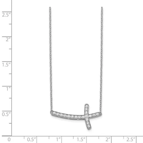 Sideways Diamond Cross Necklace in 14Kt White Gold