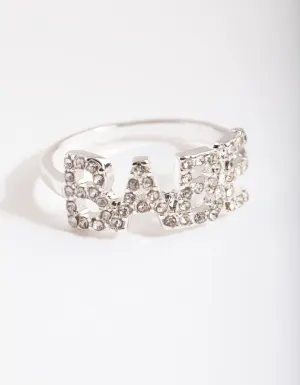 Silver Diamante Babe Ring