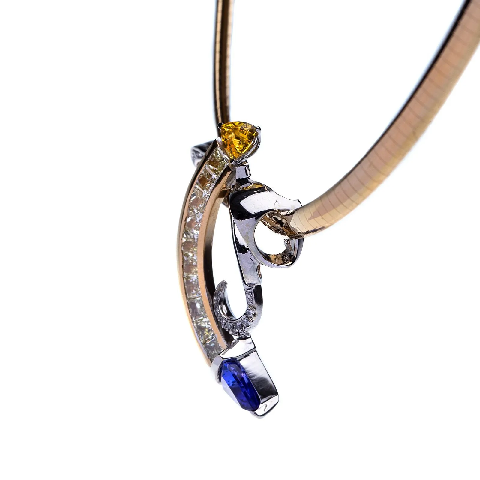 Stunning 18Kt Gold Diamond and Gemstone Custom Pendant