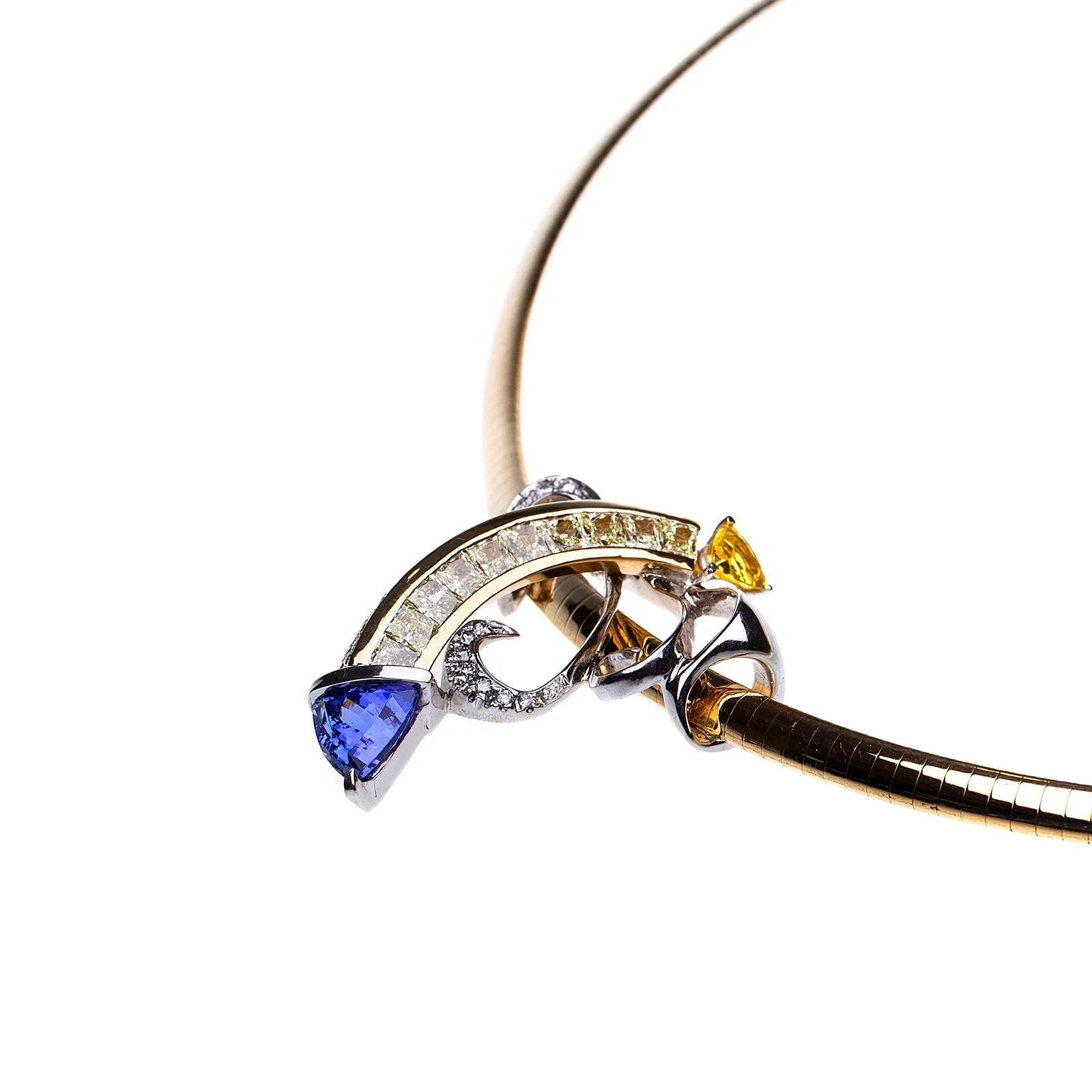 Stunning 18Kt Gold Diamond and Gemstone Custom Pendant