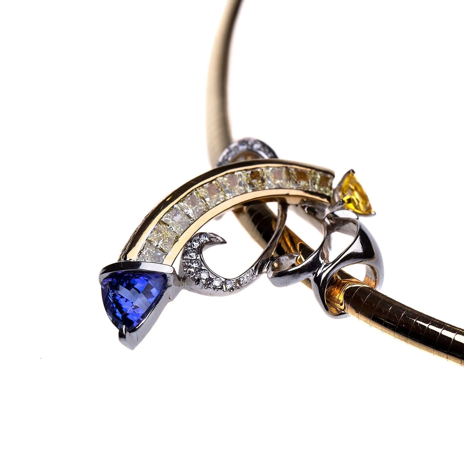 Stunning 18Kt Gold Diamond and Gemstone Custom Pendant